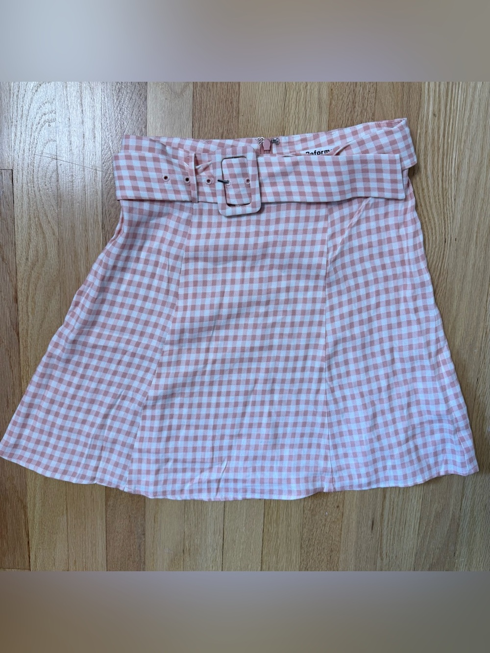 Reformation Pink And White Melvin Skirt Gingham Coquette 0 Small Check